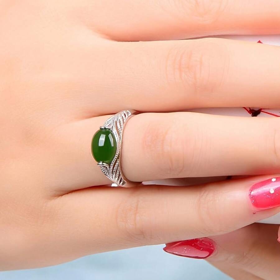 A European And American Retro Green Ruby Open Ring Korean And Japanese  Jade Ring Birthday Travel Commemorative Ring - Red - View 1
