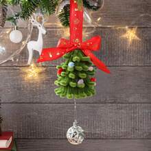 Mini árbol de Navidad de tela, bola de peluche pequeña y lazo de cinta roja. Ideal para decorar el escritorio, fiestas en casa o cualquier ocasión navideña. - Verde - Ver 5