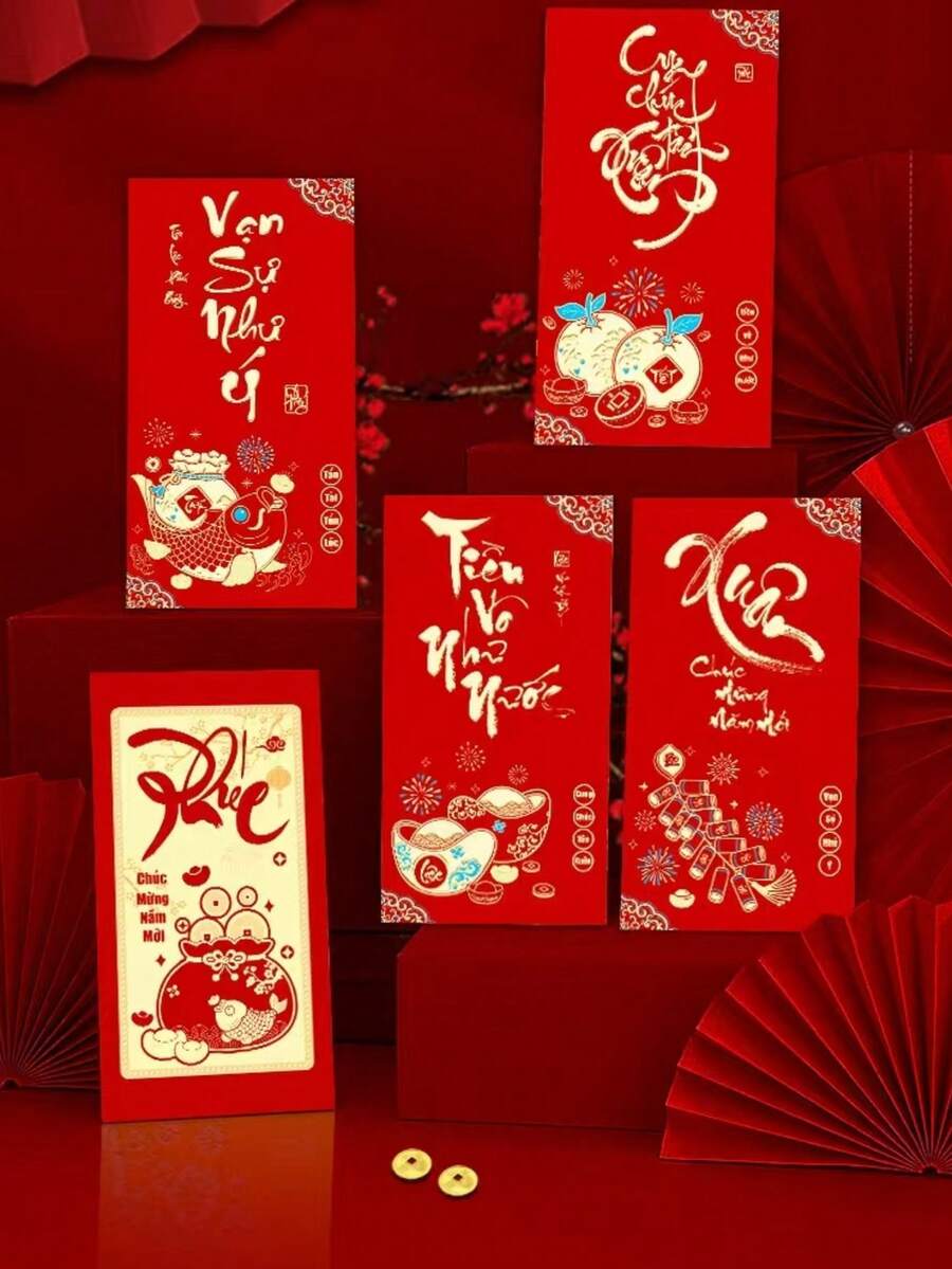 2026 Year Of The Rabbit New Design Vietnamese Red Packet, Creative Glitter Matte Chinese New Year Lai See Envelope, Pocket Money Packet - Multicolor - View 1