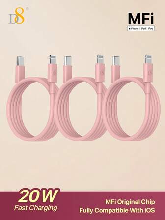 3 pièces Câble de chargeur USB-C vers Lightning, câble de chargeur certifié MFi TPE (1 m, 3,3 pi) USB 2.0 Power Delivery Type C, cordon de charge PD compatible avec les téléphones 14 Pro/13 Mini/13/12/11 Pro MAX/XR/XS/8/7/Plus/6S/SE/iPad, câble de charge USB-C vers Lightning, câble de charge rapide USB-C vers Lightning PD, cordon de charge Type C vers Lightning PD, câble de charge rapide USB-C pour téléphone 1 m