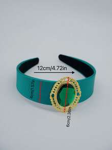 1pc Handmade Princess Style Wide Emerald Zirconia Headband, Casual Atmosphere Photo Props Hair Accessories Hairband