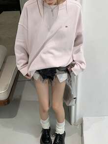 2024 Spring Women's High-End Loose Fit Letter Printed Sweatshirt, Light Pink,Long Sleeve Tops - Pink - View 2