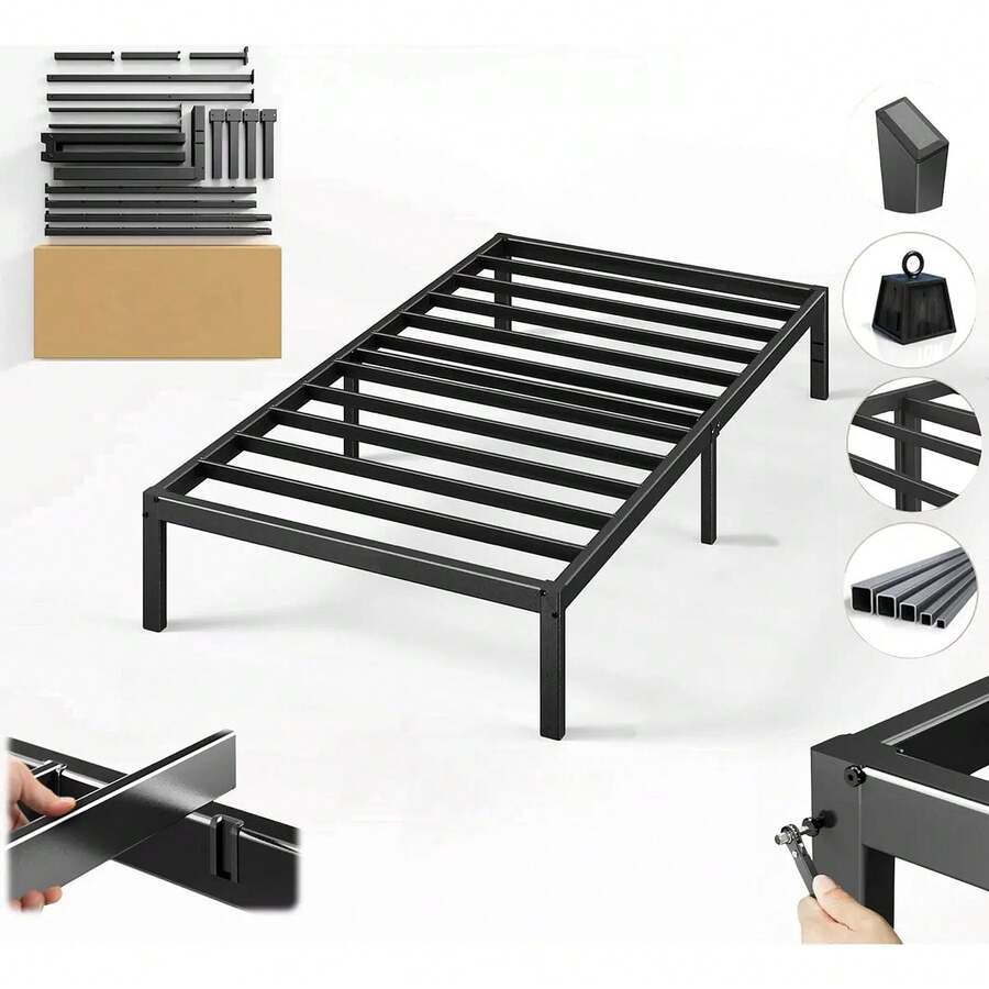 Base De Cama Individual Metal Camas Individuales Baratas - Negro - Ver 1