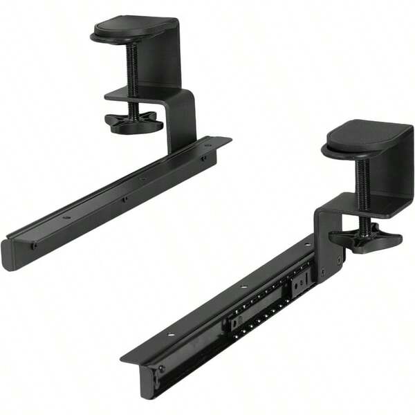 Clamp And 12 Inch Rail Set For DIY Custom Wooden Keyboard Trays Tray Not Included Under Desk Pull Out Slider Track With Extra Sturdy Cclamp Mount System Black MOUNTRAIL02