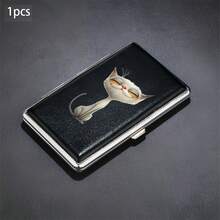Pattern Thick Cigarette Box, Black And Brown Leather Texture, Can Hold 20 Cigarettes, Each Box Has A Rubber Strap Fixed Ultra-Thin Flip Design, Fashionable And Creative Moisture-Proof And Pressure Resistant Portable Cigarette Box - Multicolor - View 7