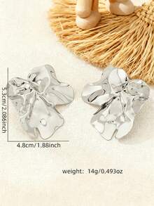 1 Pair Geometric Chic Metal Stud Earrings, Suitable For Wedding, Party And Daily Wear