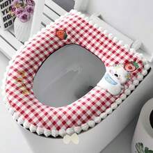 花卉蕾丝马桶座套，防水，农舍风格，适用于标准马桶，拉链设计，四季皆宜 - 彩色 - 查看 2