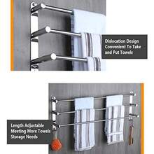 HONPHIER Adjustable Towel Rail 3Tier Bath Towel Rack SUS 304 Stainless Steel Towel Shelves With Hooks Wall Mounted Towel Holder Towel Bar For Kitchen Bathroom 4990CM Chrome - Chromeplated - View 3