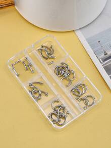 1 Hộp trang trí móng tay phong cách Y2K Punk bằng kim loại, nhiều kích cỡ, hình nón, màu đen/bạc/vàng, đinh tán hợp kim 3D thời trang. - Bạc - Xem 3