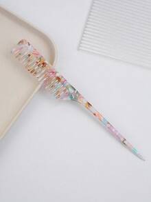 Simple Marble Texture Cellulose Acetate Long Handle Pointed Tail Comb, High-End Leopard Print Hair Brush, Anti-Static, Gentle On Hair, Detangling Comb ,Hair Styling Tools - 彩色 - 查看 7
