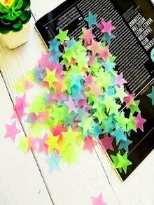 100pcs Glow-In-The-Dark Star Stickers, Plastic 3D Luminous Star Wall Decals For Bedroom, Living Room Atmosphere - Multicolor - View 16