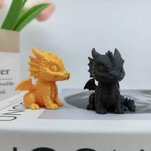 Estatua de figurita de dragón bebé impresa en 3D, de material plástico, con diseño fantástico y realista - No se necesita electricidad, apta para decoración del hogar, oficina y jardín - Decoración multiusos para habitación, decoración con tema de animales, fondo, escritorio, estantería