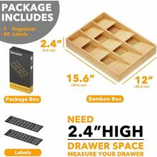 TFKI Bamboo Silverware Drawer Organizer Need 3" Deep Drawer Kitchen Utensil Tray Holder Organizer For Flatware Cutlery Spoon And Knives Storage Organization (9 Slots) - Natural9Slots - 查看 4