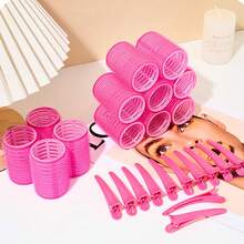 Juego de 12 piezas de tenacillas de rizar transparentes, pinza de rizar, un tubo, un juego de pinzas, raíces del cabello, tenacillas de rizar esponjosas, rodillo de flequillo de aire, rodillo de cabello autoadhesivo, sin gancho y bucle de permanente - Multicolor - Ver 2