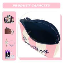 1 Piece Travel Makeup Bag, S-Saint B-Barth Material, Printed Striped Portable Storage Bag, Cosmetic Bag, Handbag, Makeup Bag, Travel Storage Bag, Zippered Organizer Bag, Lightweight Makeup Case, Unisex Travel Gift - Hồng - Xem 2