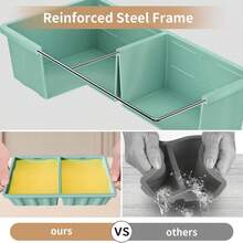 Silicone Freezer Tray For Soup Ice Cubes: 2-Cup Freezing Tray With Lid For Meal Prep - 2Pack Silicon Soup Portion Freeze Trays Make Stock Souped Ice Cube - 綠色 - 查看 5