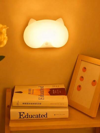 1pc Cat Shaped Wireless Smart Motion Sensor Light, USB Rechargeable, Suitable For Children's Room, Hallway, Cabinet, Bedroom, Nursery, LED Bedside Lamp, Sleep Charging LED Bedside Night Light, For Indoor, Bedroom, Room, Living Room, Office
