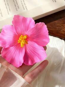 1朵芙蓉花，人造花，适用于夏威夷主题派对、夏季派对DIY装饰、草裙舞女孩礼物发饰（白色）、婚礼新娘发饰，也适合学生、学校活动、约会、感恩节、教师节、圣诞节礼物、秋冬季发饰、头饰、女士发饰。