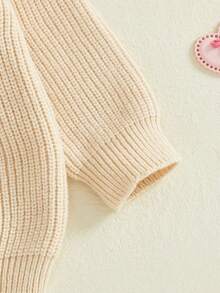 Conjunto para mi primer día de San Valentín para bebé niño niña, suéter de punto con forma de corazón, sudadera de manga larga de gran tamaño, suéter de cuello redondo, prendas de punto gruesas, tops, ropa de invierno y primavera de 0 a 18 meses - Caqui - Ver 10