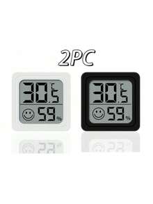 1/2 pezzi Mini termometro igrometro con faccina sorridente, display LCD biadesivo, monitoraggio preciso delle variazioni di temperatura e umidità in ambienti interni/esterni, camera da letto, sala da pranzo, ufficio, terrario per rettili