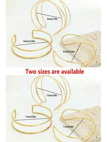 1/3pcs Minimalist Hollow Line Wrapped Metal Multilayer Cross Bangle Bracelet, Adjustable