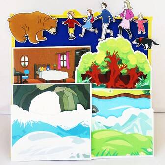 Quixorblex 13件套毛毡故事套装，“我们要去捉熊”绘本道具，蒙特梭利学前故事时间毛毡玩具，早期学习教育玩具，阅读理解工具，互动角色扮演游戏，教师教室装饰，亲子活动，学校和家庭教学用品