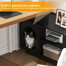Eckschreibtisch Mit Integriertem Tierhaus - 120 X 50 Cm, MDF, Verdickte Platte, L-Förmig Oder Einteilig, Flexible Mounting, Eckschreibtisch Für Home Office Mit XL-Tierhöhle,L-Förmiger Eckschreibtisch - Black - View 6