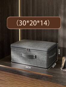 1pc Cationic Solid Color Foldable Washable Storage Box With Lid, Multi-Functional Wardrobe Clothes Quilt Dust-Proof Waterproof Organizer Box, Portable Closet Clothing Storage Container