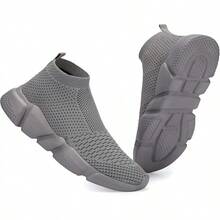 Women's Slip-On Tennis Walking Sneakers, Lightweight Breathable Comfort Gym And Work, Stylish Trainers, 2025 - 044-全部灰色 - 查看 8