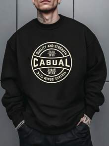 Sudadera de Hombre Vintage 1999 Estilo Urbano - Suéter Pesado con Gráficos Retro Años 90, Cuello Redondo para Gimnasio y Ropa Casual Masculina, Entrenamiento e Actividades Deportivas - Letras Negras en Dorado (Establecido 1999) - Corte Relajado Duradero y Confortable, Lavado a Mano Ideal Otoño/Invierno. Prendas Urbanas Modernas, Sudadera Divertida, Suéter de Halloween para Hombres, Suéter Navideño Feo para Hombres, Sudaderas Navideñas para Hombres, - Oscuro - Ver 1