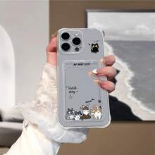 Funda de teléfono transparente con patrón de gato lindo, funda de teléfono con soporte para tarjetas que proporciona un agarre cómodo y protege eficazmente el teléfono de golpes y caídas, compatible con varios modelos de , incluyendo 16, 15, 14, 13, 12, 11 Pro Max, X, XR, XS Max, 14 Plus, 15 Plus, 12 Mini, 13 Mini, 15 Pro Max, 16 Pro Max y la serie 14 Pro. Esta nueva funda de teléfono es adecuada tanto para hombres como para mujeres, ofreciendo una funda de teléfono de alta calidad que protege completamente tu teléfono. - 1 pieza - Ver 5