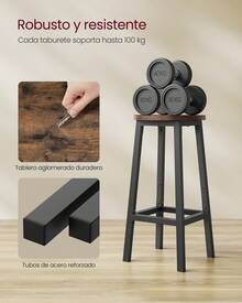 VASAGLE Kitchen Chairs - 棕色 - 查看 3