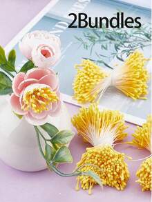 400支/包 2毫米人造花蕊，家居花艺装饰，仿珍珠光泽花蕊，适用于婚礼花艺制作、剪贴簿、婚礼装饰、DIY家居装饰、情人节、生日礼物、毕业典礼、返校季、房间装饰、学习用品