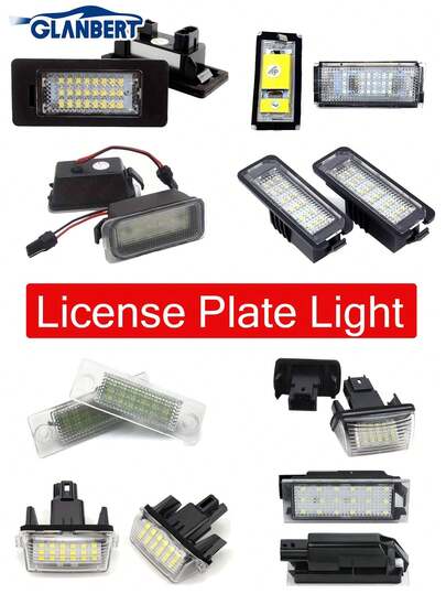 GLANBERT 2pcs Car-Specific License Plate Lights, Suitable For Suitable For BWM Audi Peugeot Renault LED Rear License Plate Light