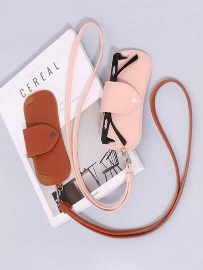 半件装真皮户外防护眼镜收纳袋，带便捷保护套，女士挂脖式项链款式，长款毛衣链配饰，多功能挂绳太阳镜盒，旅行便携耐用真皮眼镜架，小巧安全的眼镜防护罩，室内外轻便收纳，时尚日常整理包，做工精良，实用性强，是时尚配饰爱好者的理想之选。