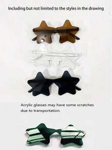 5 Pairs Of Candy-Colored Mixed-Color Glasses, Featuring Pentagram-Shaped Metal Decorations, Are The Perfect Eyewear Choice For Summer Beach Days, Holiday Parties, And Outdoor Activities! Suitable For Back-To-School Day And Valentine's Day. - 5 Items (random Color) - View 3