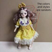 新款11.81英寸时尚娃娃BJD娃娃，可爱妆容，可动关节，裸体OB11，卡哇伊卡通动画3D逼真眼睛，漫画脸，卡哇伊娃娃服装，派对礼物，时尚美丽的薄纱连衣裙娃娃 - 彩色 - 查看 21
