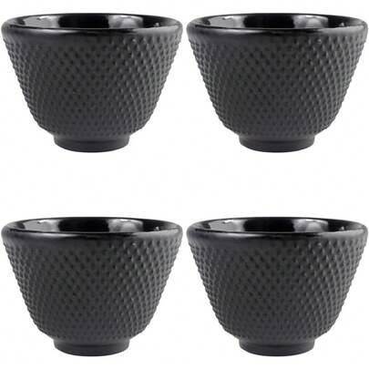 Hemoton Juego De 4 Tazas De Té De Hierro Fundido Estilo Retro Para Hogar Con Diseño Antiescaldado Resistente Al Calor Ideal Para Té Kung Fu