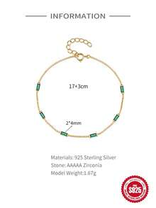 1件925纯银经典祖母绿叠戴手链，精美首饰，适合女性日常、派对、订婚等场合佩戴 - 金色 - 查看 3