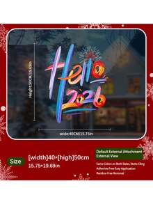 1 Sheet New Year Sticker, Festive Decoration, Hello 2026 Sticker, Window Decoration Sticker