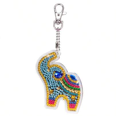 Portachiavi con dipinto di diamanti acrilici - Elefante, Coniglio, Volpe, Foglia, Accessorio per dipinto di diamanti fai-da-te, decorazione