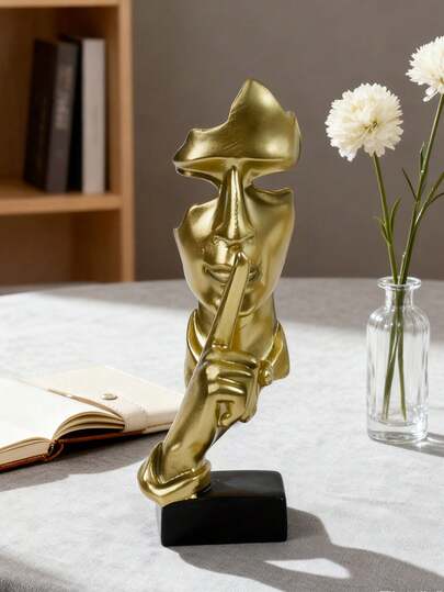 1件装思想者雕像，“沉默是金”抽象艺术摆件，“不听不看不说”现代家居树脂雕塑装饰品，适用于家庭办公室书架桌面摆件