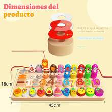 OYANIA 6 en 1 Juguetes Montessori Secuenciación de Cuentas,Clasificación y Apilamiento,Juego de Forma para Educativos,Juego de Pescar para Niños,Juguetes Divertidos para Bebes Digital(Versión Pesca) - D - Ver 11