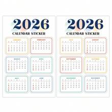 2 张 2026 年日历标签贴纸，月历索引分隔标签贴纸 - 自粘式 12 个月页面周计划标签，适用于日记本、笔记本、DIY 项目 - 彩色 - 查看 7