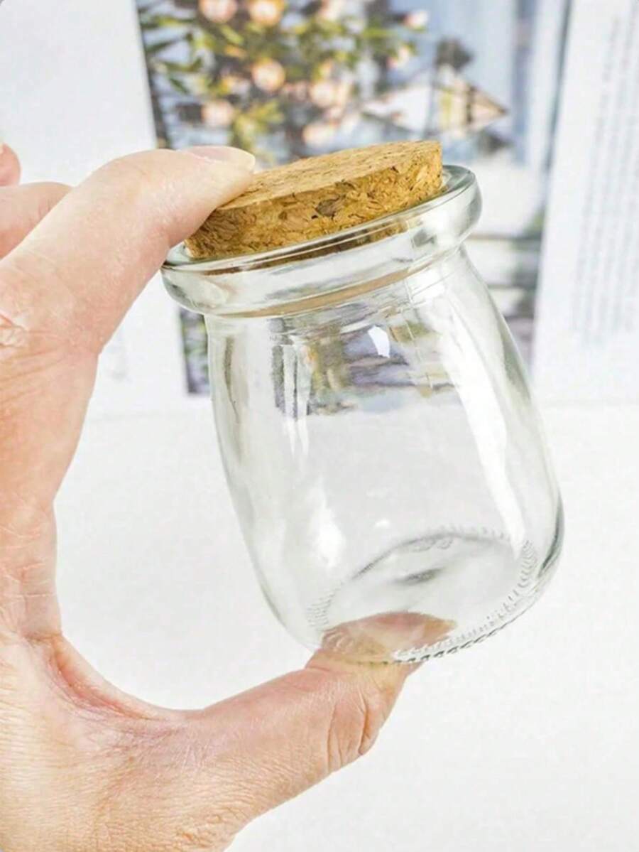 7pcs 100ml Heat-Resistant Small Pudding Bottles, Yogurt Bottles, Glass Jars With Cork Lids, Mousse Cups, Lucky Star Glass Jars, Mini Wishing Bottles, Bath Salt Bottles, Face Mask Bottles, Divider Bottles, Candle Divider Bottles, Jewelry Storage Bottles, Gold Bean Collection Bottles. Suitable For Kitchen Storage, Bedroom Storage, Weddings, Bridal Showers And Birthday Gifts. - 彩色 - 查看 1