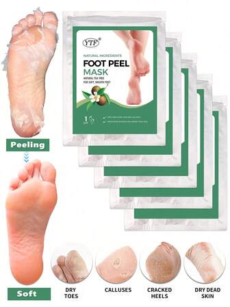 5双装足膜 - 超保湿去角质足膜，婴儿柔嫩肌肤足膜 - 去除死皮、干燥、皲裂的足部肌肤和老茧，足部SPA，秋冬季皲裂足部护理，圣诞礼盒装（男女通用）