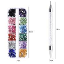 Kit De Unha Nail Pedrinhas  Coloridas + Caneta Pega Strass - Multicolorido - Visão 3