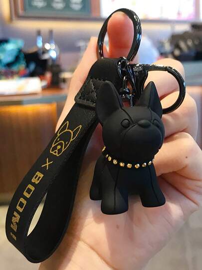 1 szt. Uroczy wisiorek z pluszową lalką i szczeniakiem buldoga francuskiego, modny i wszechstronny dodatek do kluczyków samochodowych, dla par, do codziennego stroju, do torebek, do samochodu, pomysły na prezenty dla nauczyciela i siostry