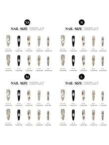 10片酷炫前卫手工亚克力美甲贴片，黑色渐变，银色十字架，星星和水钻装饰，长款尖头假指甲，DIY美甲用品，可重复使用，附赠果冻胶和指甲锉，日常、节日、秋冬季必备 - 黑與白 - 查看 7