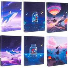 6pc Book Cover, Stretchable Bookcover, Hardcover Book And Textbook Colored Fabric Washable And Reusable Notebook Bookcover Office, 9x11''seraphic - 天使-9x11英寸 - 查看 1